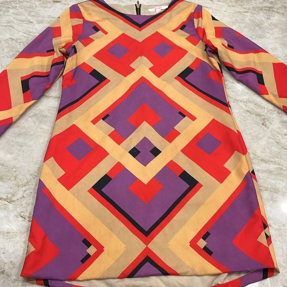 Naven | 70's Mini Dress | Geometric Purple, Red,‎ Gold | Women's Size 6 - Picture 1 of 11